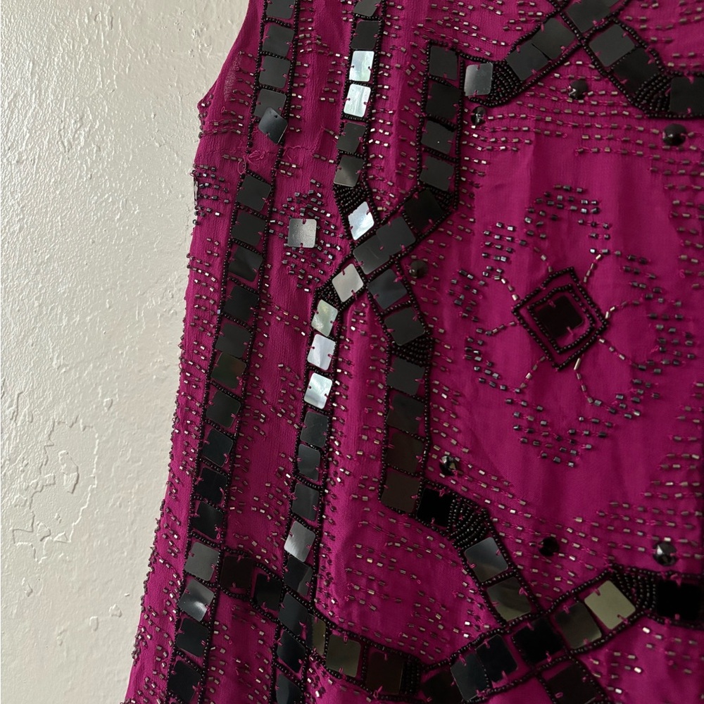 Free People Magenta Beaded Mini Dress - Picture 2 of 5